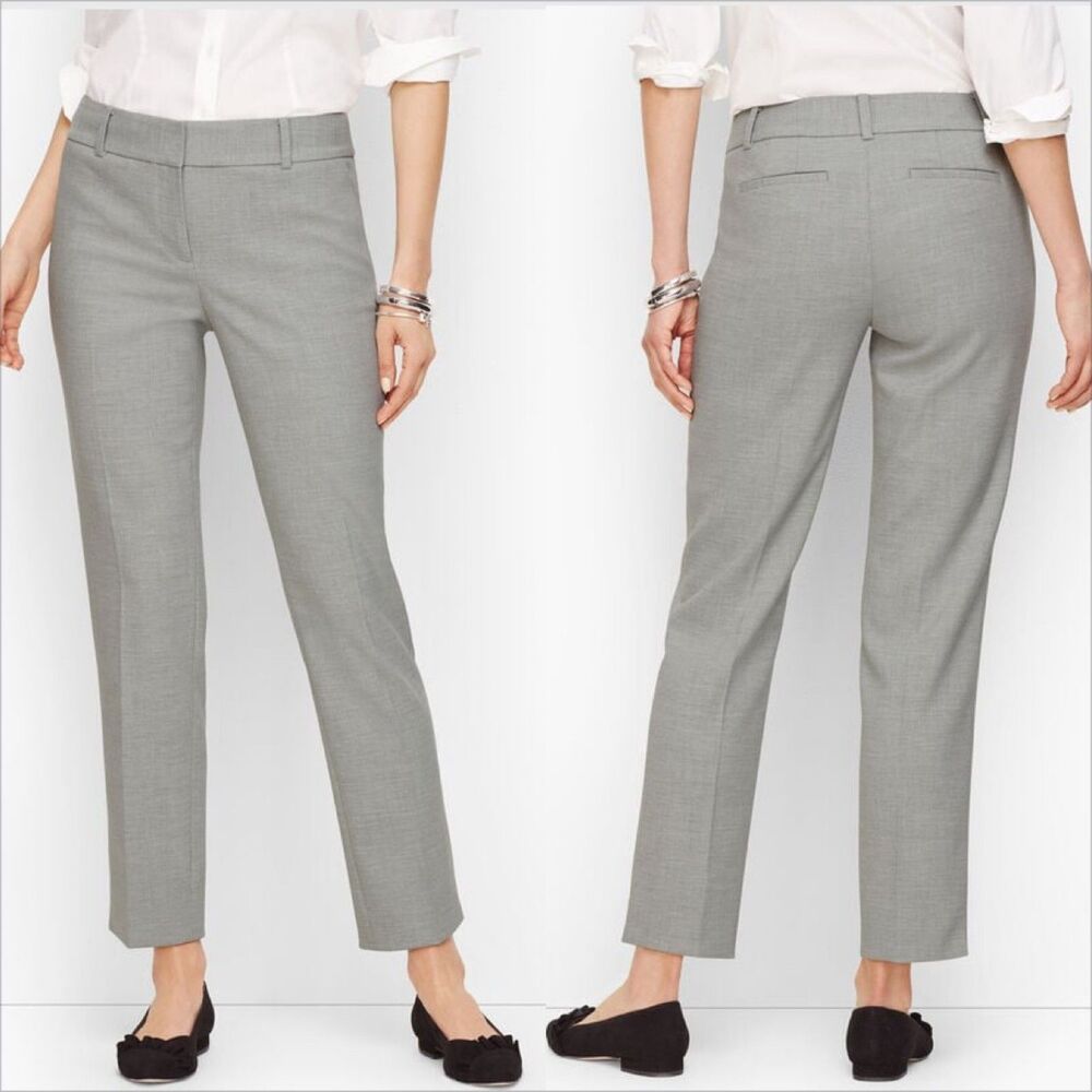 Talbots Hampshire Ankle Pants Size 14 NWT Heathered Double Creps Lt Mist Heather